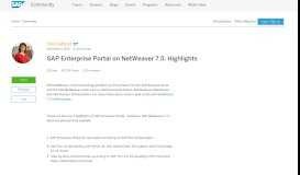 
							         SAP Enterprise Portal on NetWeaver 7.5: Highlights | SAP Blogs								  
							    