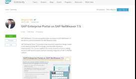 
							         SAP Enterprise Portal on SAP NetWeaver 7.5 | SAP Blogs								  
							    