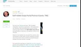 
							         SAP HANA Cloud Portal Partner Events: TNG | SAP Blogs								  
							    