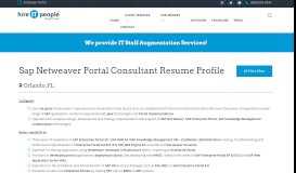 
							         SAP NetWeaver portal Consultant Resume Profile Orlando, FL - Hire ...								  
							    