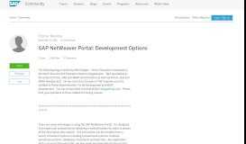 
							         SAP NetWeaver Portal: Development Options | SAP Blogs								  
							    