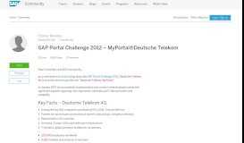 
							         SAP Portal Challenge 2012 – MyPortal@Deutsche Telekom | SAP Blogs								  
							    