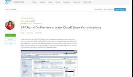 
							         SAP Portal On-Premise or in the Cloud? Some Considerations | SAP ...								  
							    