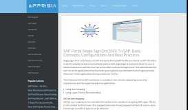 
							         SAP Portal Single Sign On (SSO) To SAP: Basic Concepts ... - Apprisia								  
							    