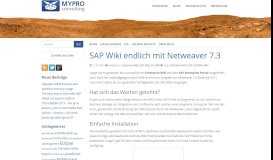 
							         SAP Wiki endlich mit Netweaver 7.3 – MYPRO-Consulting								  
							    