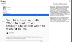 
							         Sapphire Reserve Math: Book via Chase vs. Transfer Points								  
							    