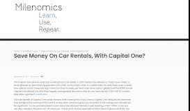 
							         Save Money on Car Rentals, with Capital One? - milenomics								  
							    