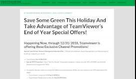 
							         Save Some Green This Holiday And Take Advantage of TeamViewer's ...								  
							    