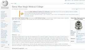 
							         Sawai Man Singh Medical College - Wikipedia								  
							    