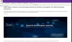 
							         Saxo Bank releases new developer portal to further strengthen ... - Efma								  
							    