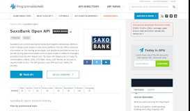 
							         SaxoBank Open API | ProgrammableWeb								  
							    