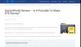 
							         SaySo4Profit Review – Is It Possible To Make $75/Survey ...								  
							    