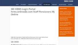 
							         SBI HRMS Login Portal hrms.onlinesbi.com Staff Pensioners IRJ Online								  
							    