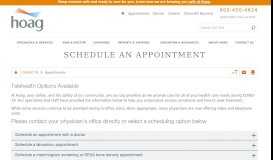 
							         Schedule an Appointment | Hoag Health Network - Hoag Hospital								  
							    