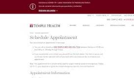 
							         Schedule Appointment - Temple Health								  
							    