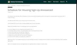
							         Schedule for Housing Sign-Up Announced - Arkansas Tech News								  
							    