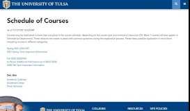 
							         Schedule of Courses - The University of Tulsa								  
							    