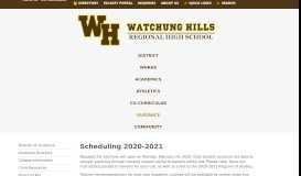 
							         Scheduling 2019-2020 - Watchung Hills Regional High School								  
							    