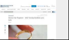 
							         Scheinehen: Heirat für Papiere - 400 Verdachtsfälle pro Jahr - NOZ								  
							    