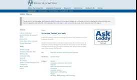 
							         Scholars Portal Journals | Leddy Library | University of Windsor								  
							    
