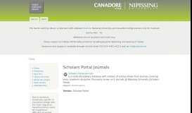 
							         Scholars Portal Journals | Nipissing University / Canadore College ...								  
							    