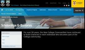 
							         Scholarships And Bursaries, Admissions - New College UNSW								  
							    