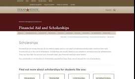 
							         Scholarships : Financial Aid and Scholarships : Texas State University								  
							    
