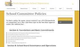 
							         School Committee Policies - North Kingstown School Department								  
							    