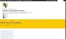 
							         School Hours & Schedules - Fred M. Lynn Middle School								  
							    