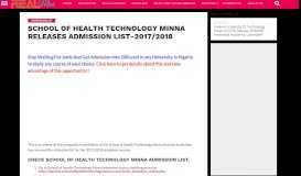 
							         SCHOOL OF HEALTH TECHNOLOGY MINNA RELEASES ...								  
							    