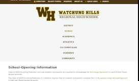 
							         School-Opening Information - Watchung Hills Regional High School								  
							    