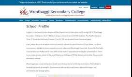 
							         School Profile | Wonthaggi Secondary College								  
							    