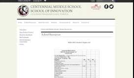 
							         School Resources - Centennial Middle School								  
							    
