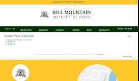 
							         School Year Calendar • Page - Bell Mountain Middle School								  
							    
