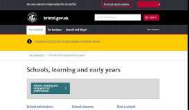 
							         Schools, learning and early years - bristol.gov.uk - Bristol City Council								  
							    
