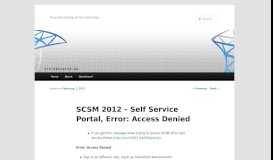 
							         SCSM 2012 – Self Service Portal, Error: Access Denied |								  
							    