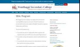 
							         SEAL Program | Wonthaggi Secondary College								  
							    