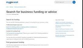 
							         Search for business funding - mygov.scot								  
							    