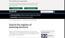 
							         Search the register of planning decisions - GOV.UK								  
							    