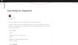 
							         Searching for Segments | Adobe Community - Adobe Forums								  
							    