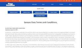 
							         Season Pass Terms and Conditions | Kings Dominion								  
							    