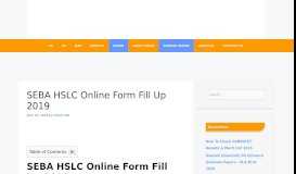 
							         SEBA HSLC Online Form Fill Up 2019 - Assam Jobs								  
							    