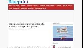 
							         SEC commences implementation of e-dividend management portal ...								  
							    