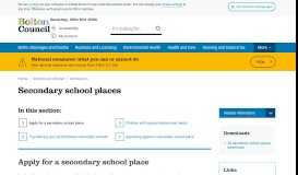 
							         Secondary school places – Bolton Council								  
							    