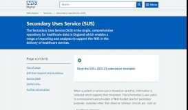 
							         Secondary Uses Service (SUS) - NHS Digital								  
							    