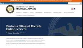 
							         Secretary of State Business Filings & Records Online Services								  
							    