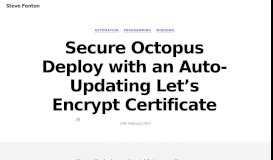 
							         Secure Octopus Deploy with an Auto-Updating Let's Encrypt ...								  
							    