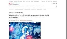 
							         Security aus der Cloud: F-Secure aktualisiert »Protection Service for ...								  
							    