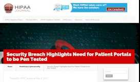 
							         Security Breach Highlights Need for Patient Portals to be Pen Tested								  
							    