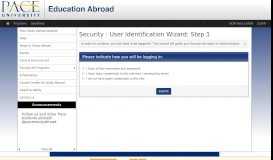 
							         Security > Login (existing user) > Pace Education Abroad								  
							    